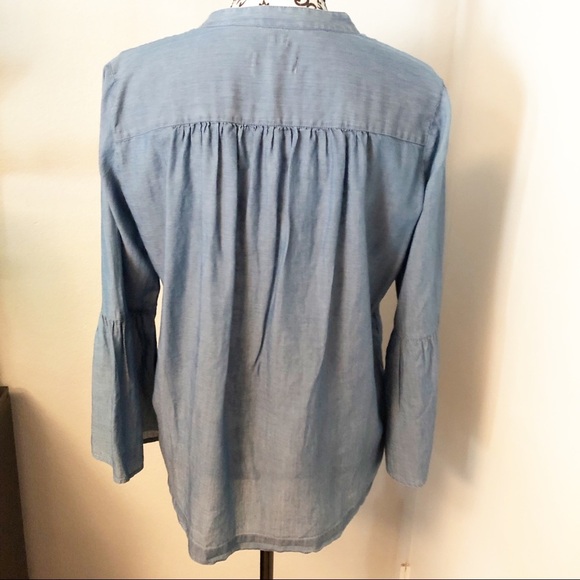 LOFT Softened Peasant Denim Top Blouse - Picture 2 of 5